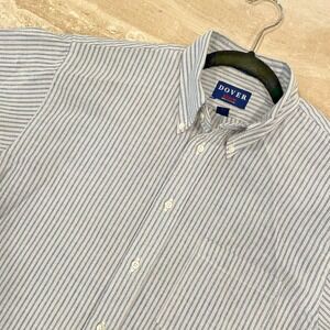 Arrow Dover Oxford Striped Button Down Short Sleeve Shirt 16 Preppy Collegiate
